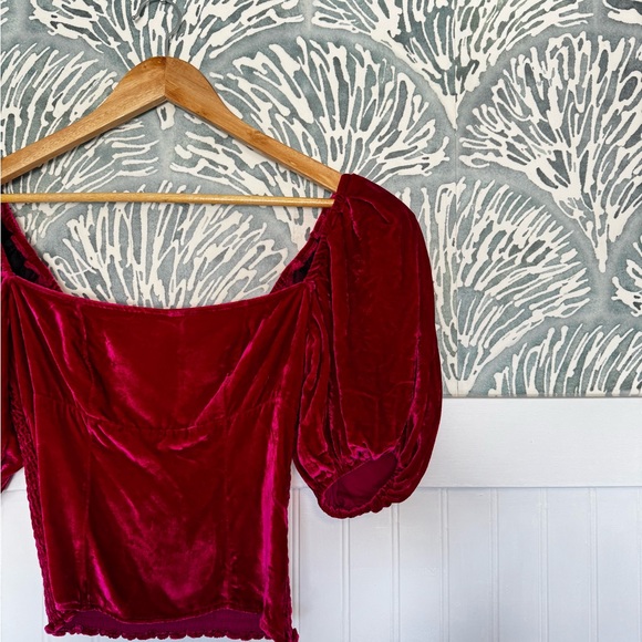 Reformation Luka Velvet Puff Sleeve Top in Women’s Small - Picture 4 of 6
